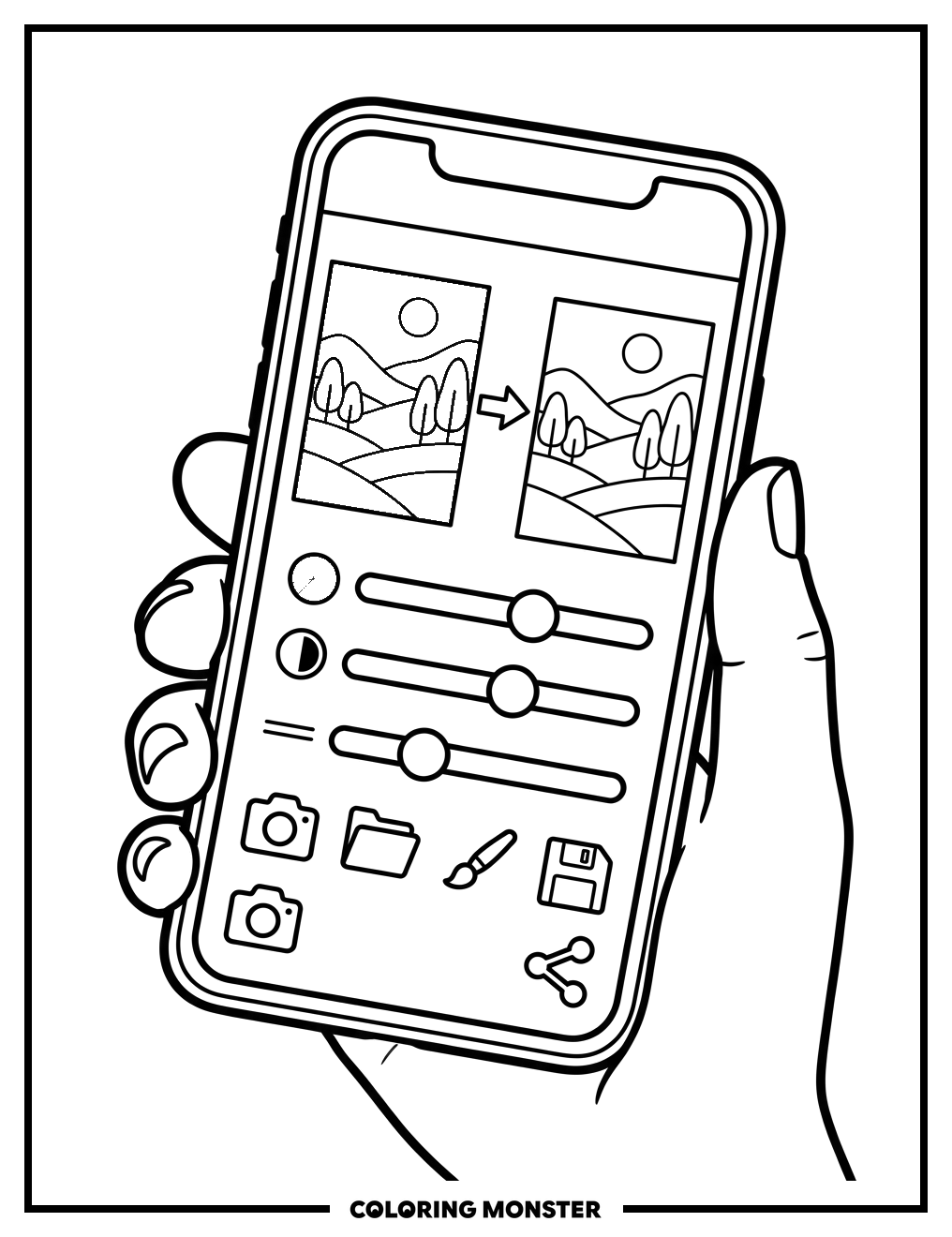 Smartphone Editing App Coloring Page