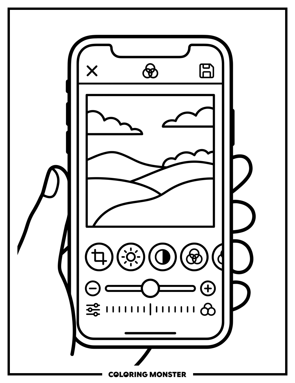 Smartphone Photo Editor Coloring Page