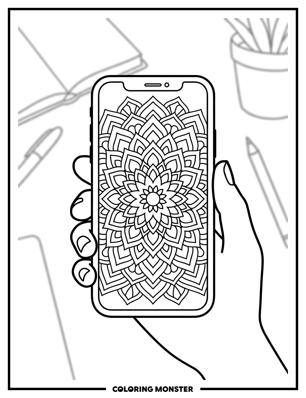 Smartphone Showing Digital Art Coloring Page