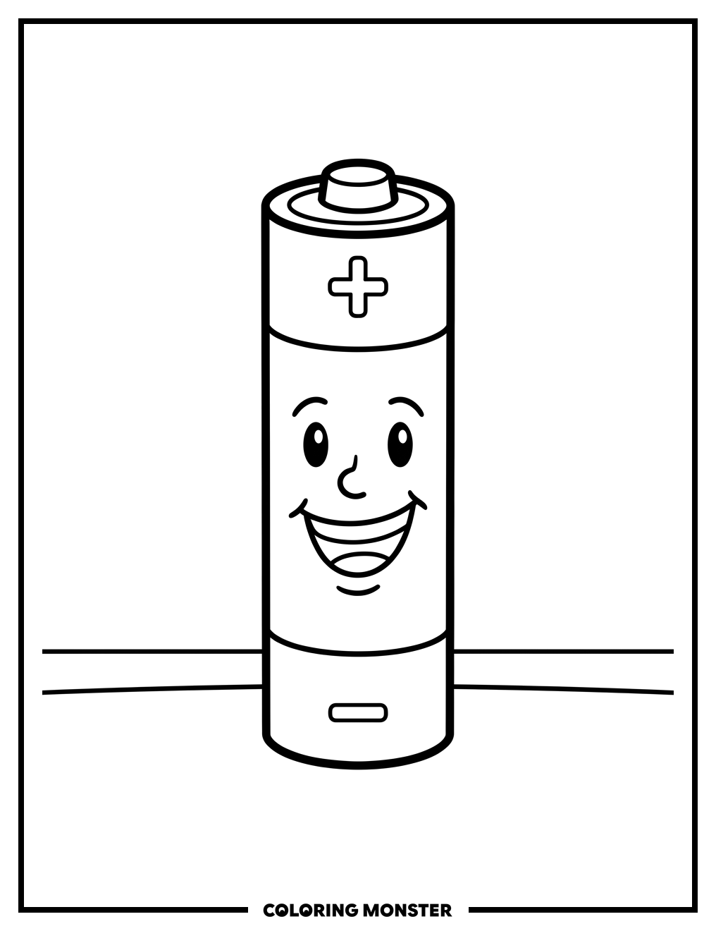 Smiling AA Battery Coloring Page