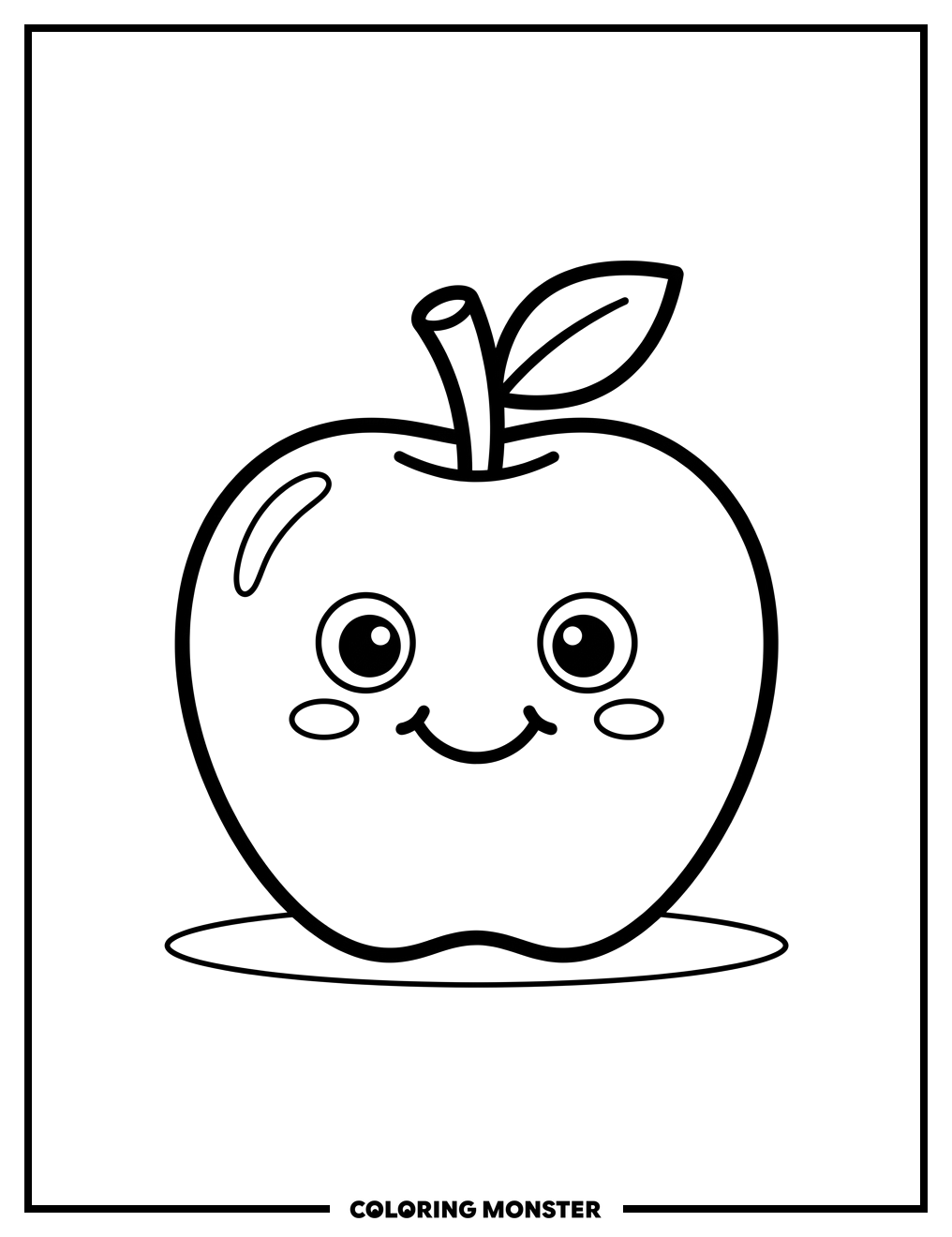 Smiling Apple Coloring Page