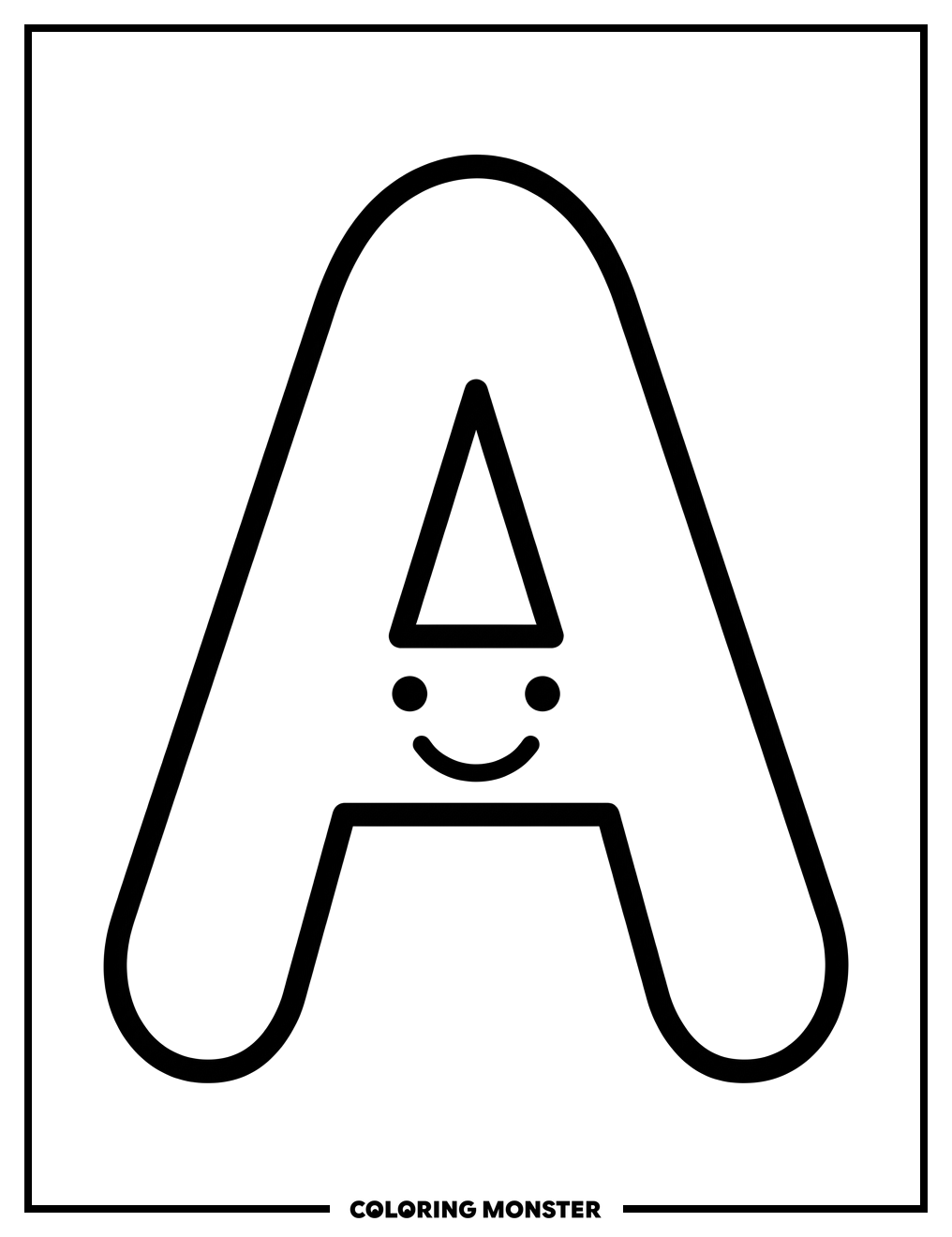 Smiling Capital Letter A Coloring Page