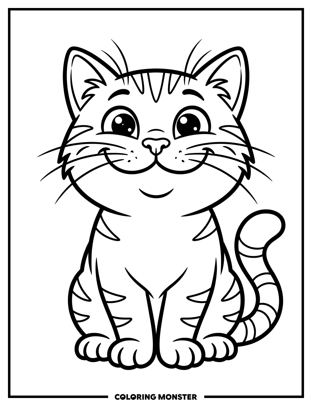Smiling Cat With Big Grin Coloring Page