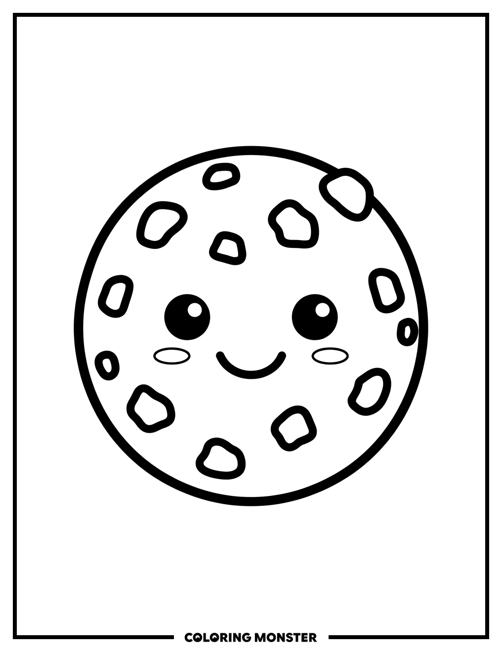 Smiling Chocolate Chip Cookie Coloring Page