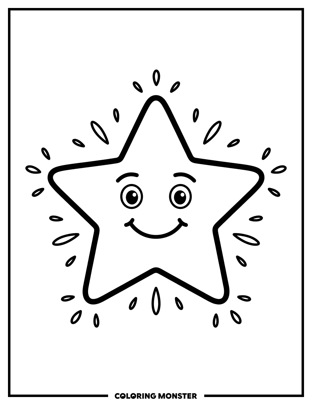 Smiling Christmas Star Coloring Page
