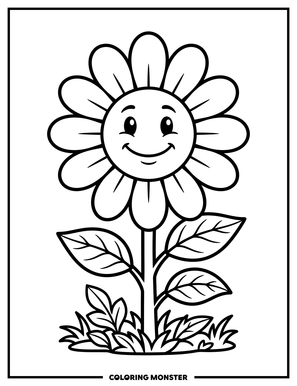 Smiling Daisy Flower Coloring Page