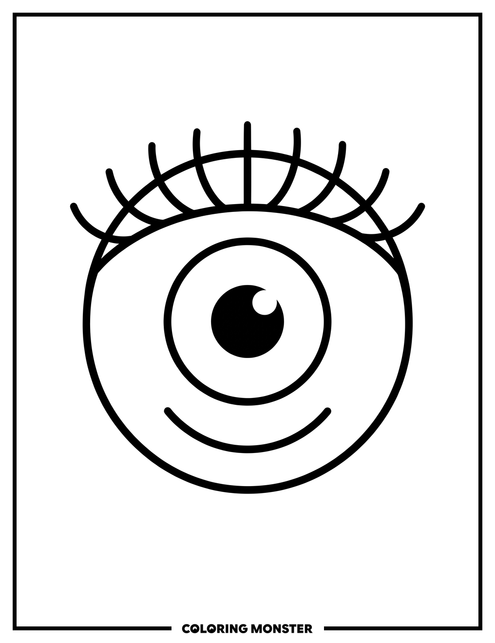 Smiling Eyeball With Eyelashes Coloring Page