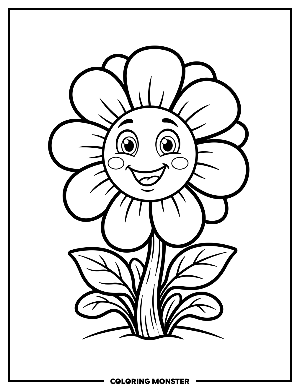 Smiling Flower Friend Coloring Page
