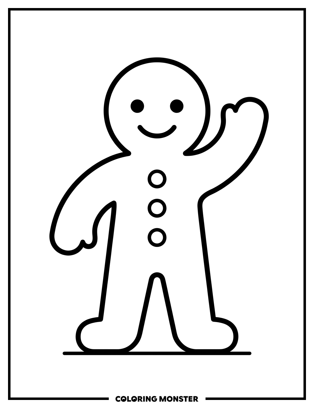 Smiling Gingerbread Man Coloring Page