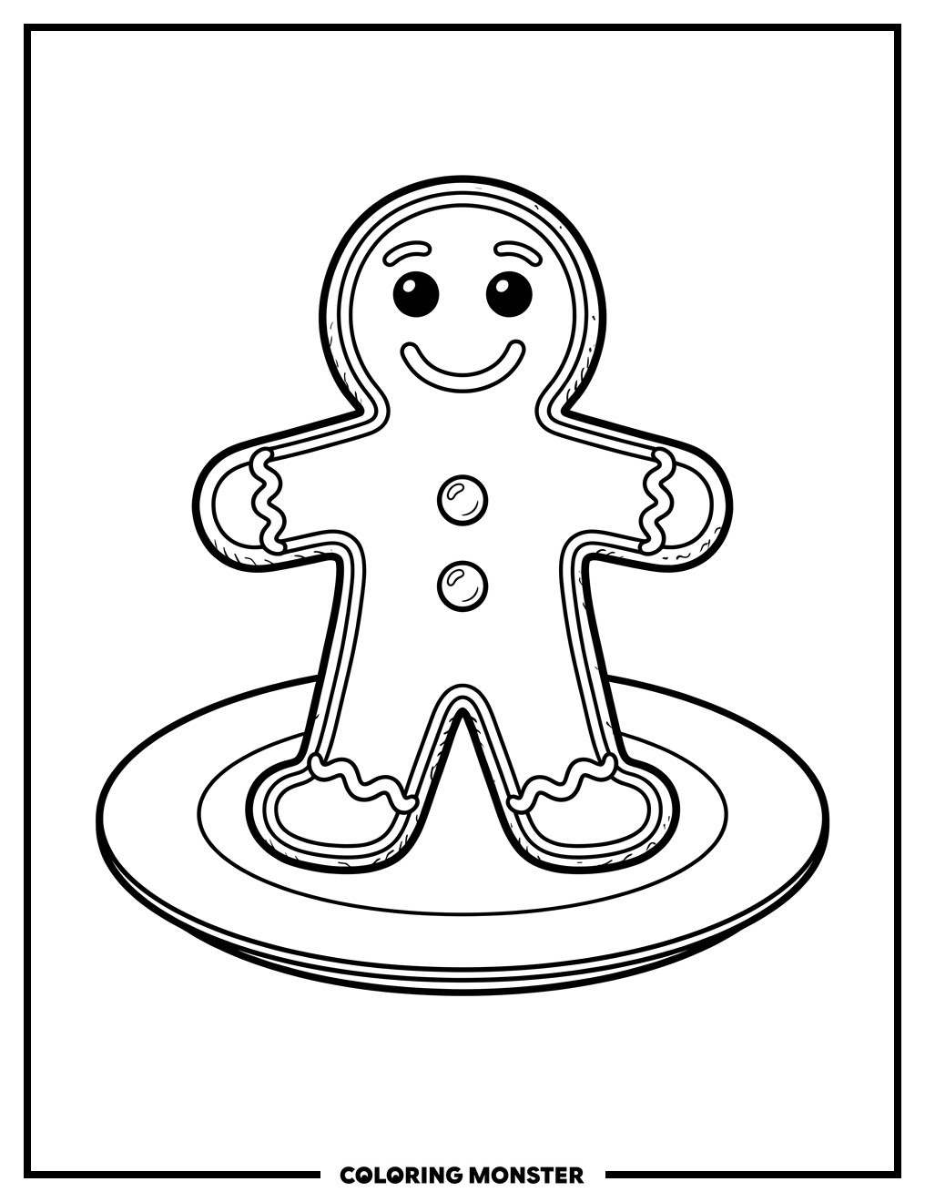 Smiling Gingerbread Man Coloring Page