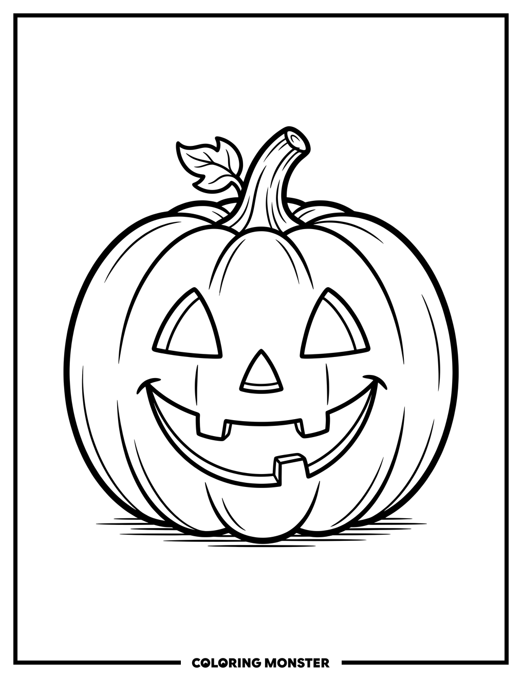 Smiling Jack-o'-Lantern Pumpkin Coloring Page