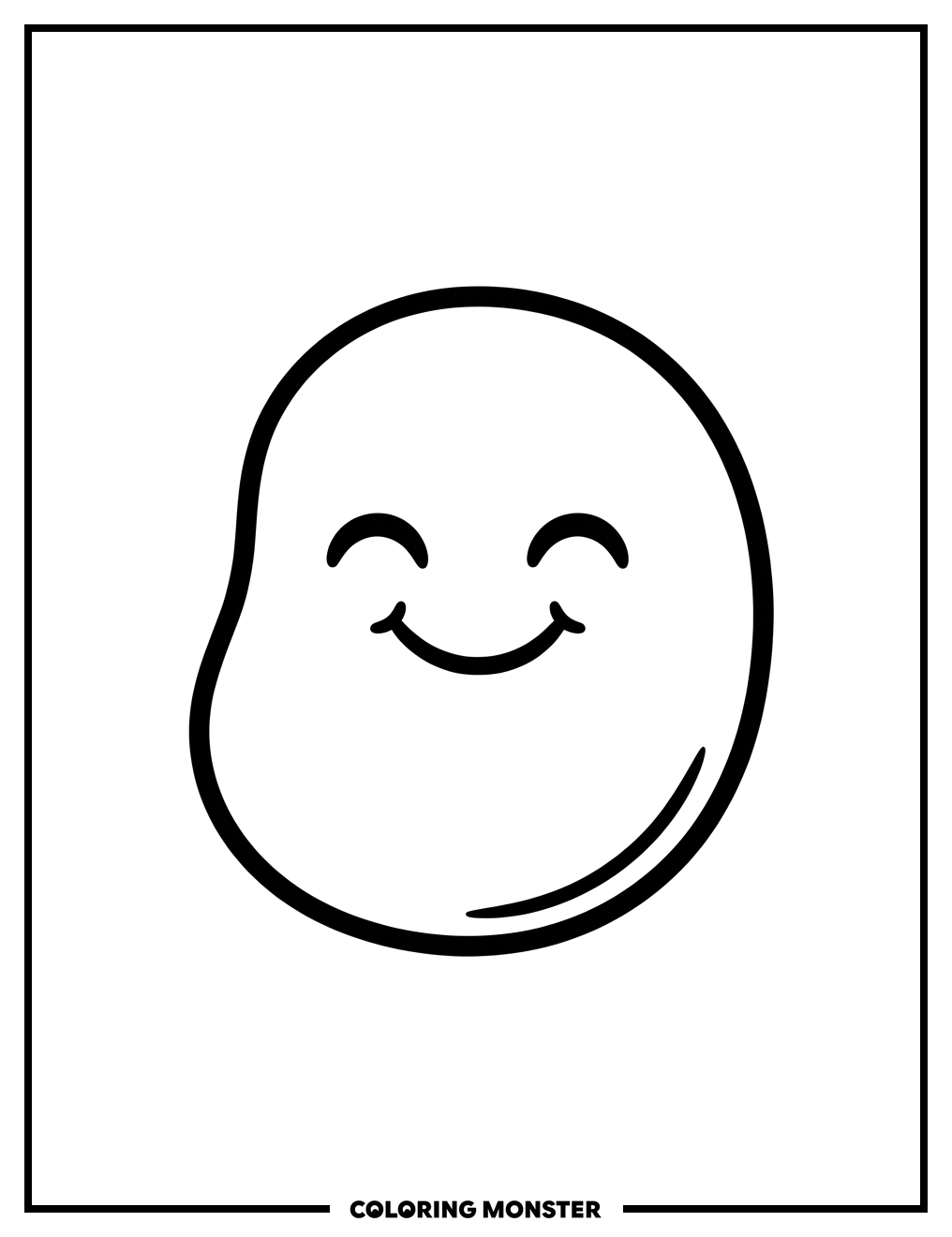 Smiling Jelly Bean Coloring Page