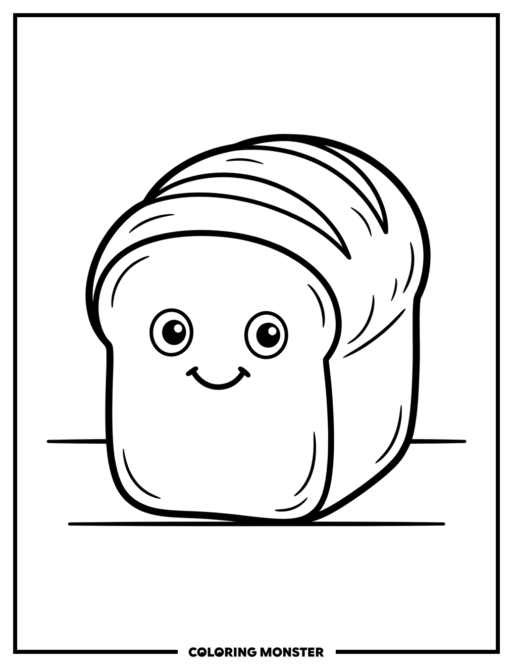Smiling Loaf of Bread Coloring Page