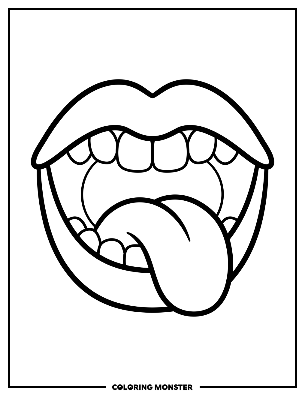Smiling Mouth With Tongue Coloring Page