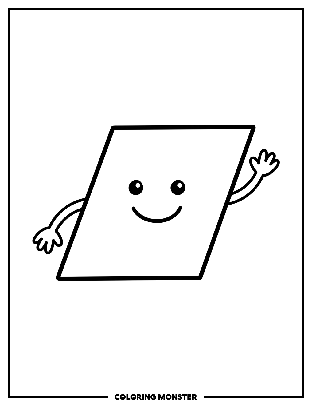 Smiling Parallelogram Coloring Page