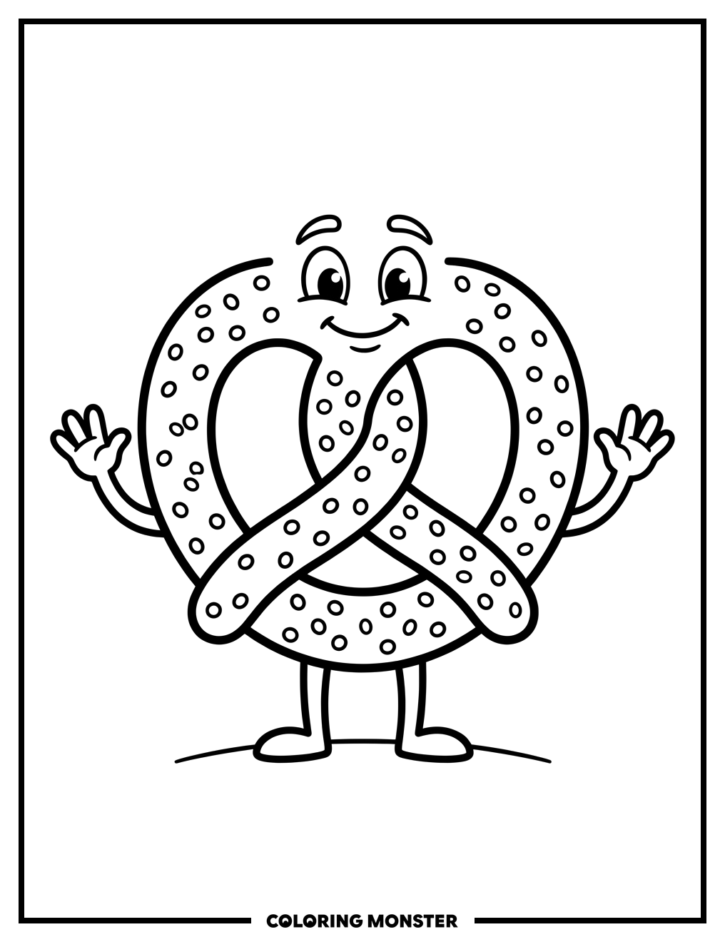 Smiling Pretzel with Sprinkles Coloring Page