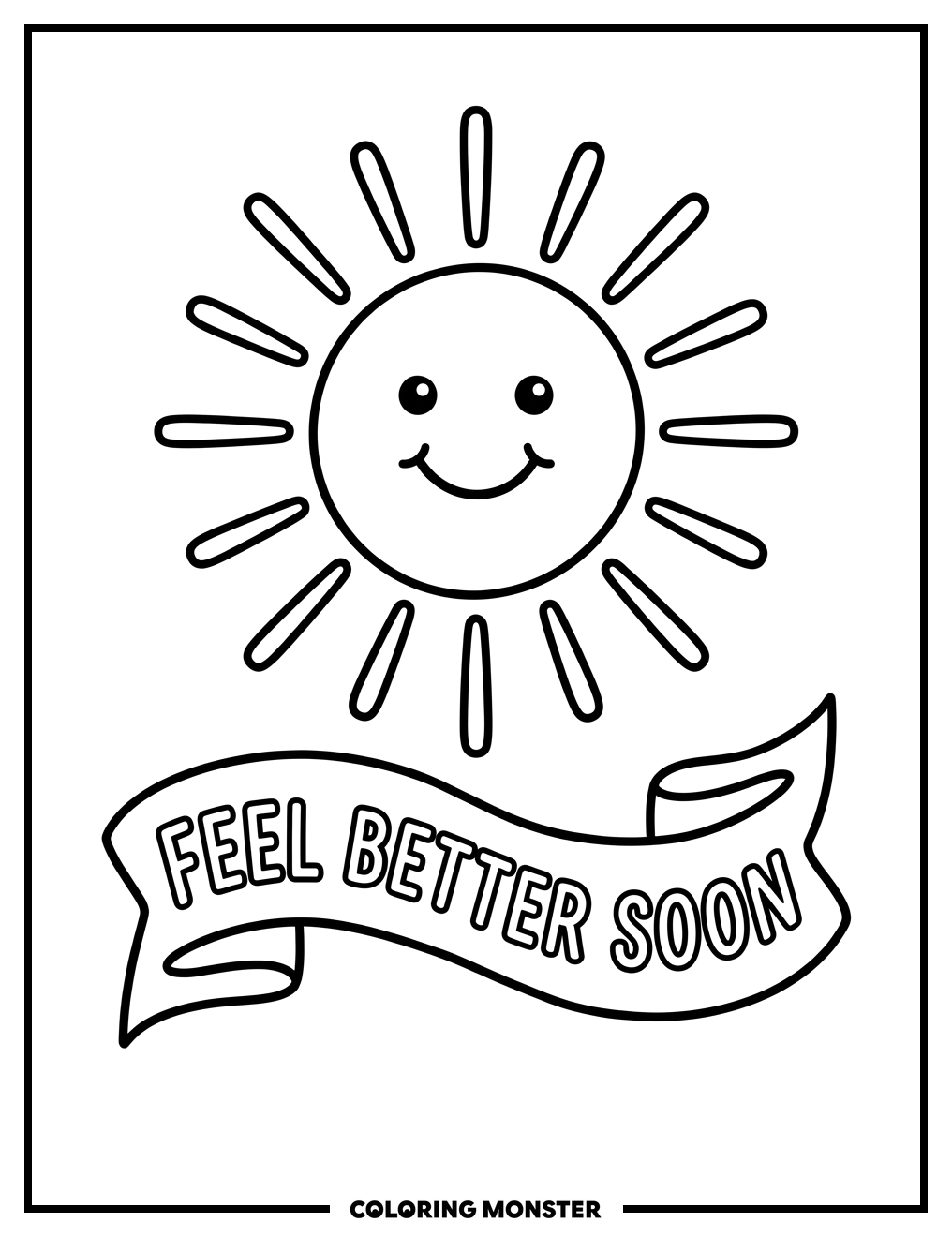 Smiling Sun Banner Coloring Page