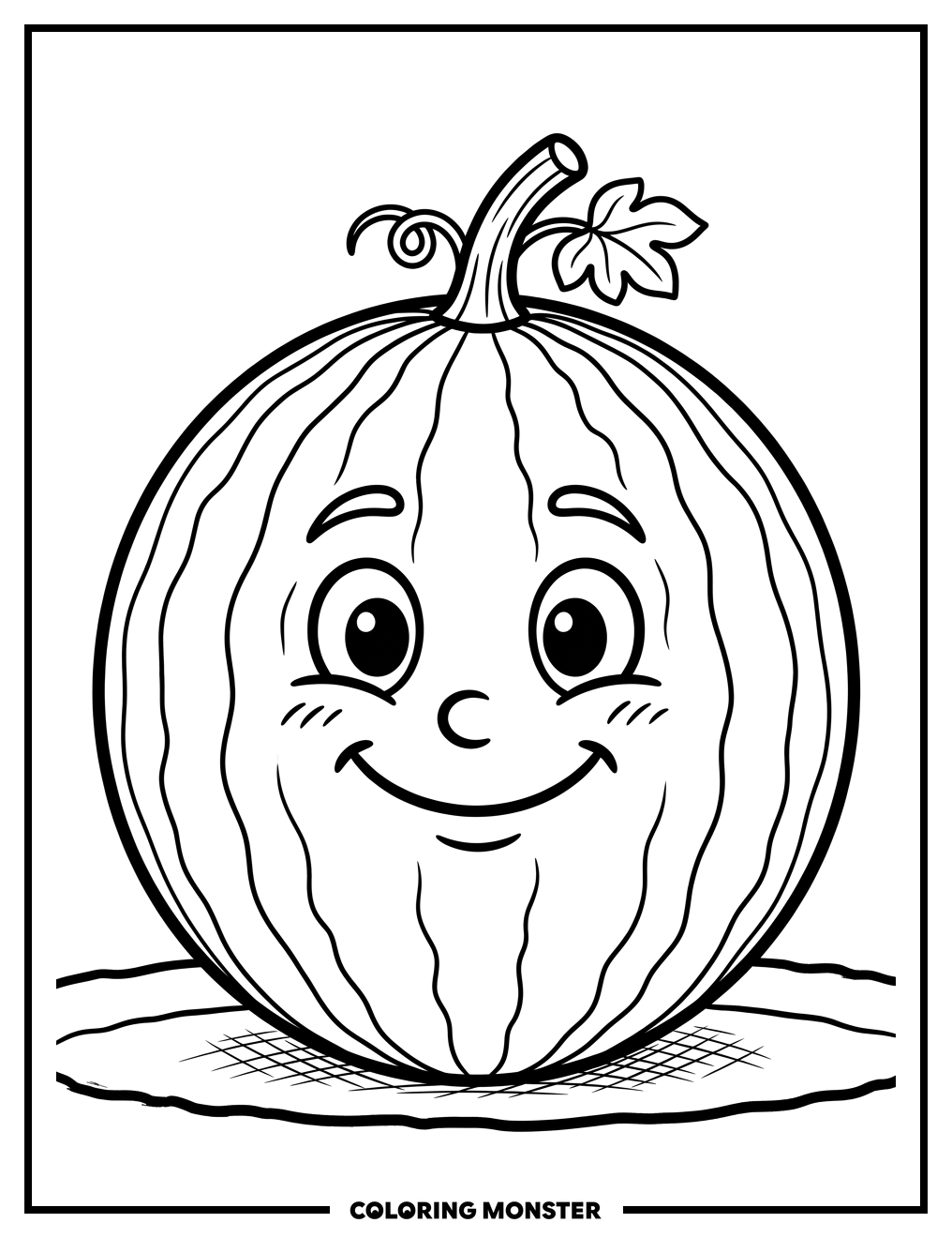 Smiling Watermelon Coloring Page