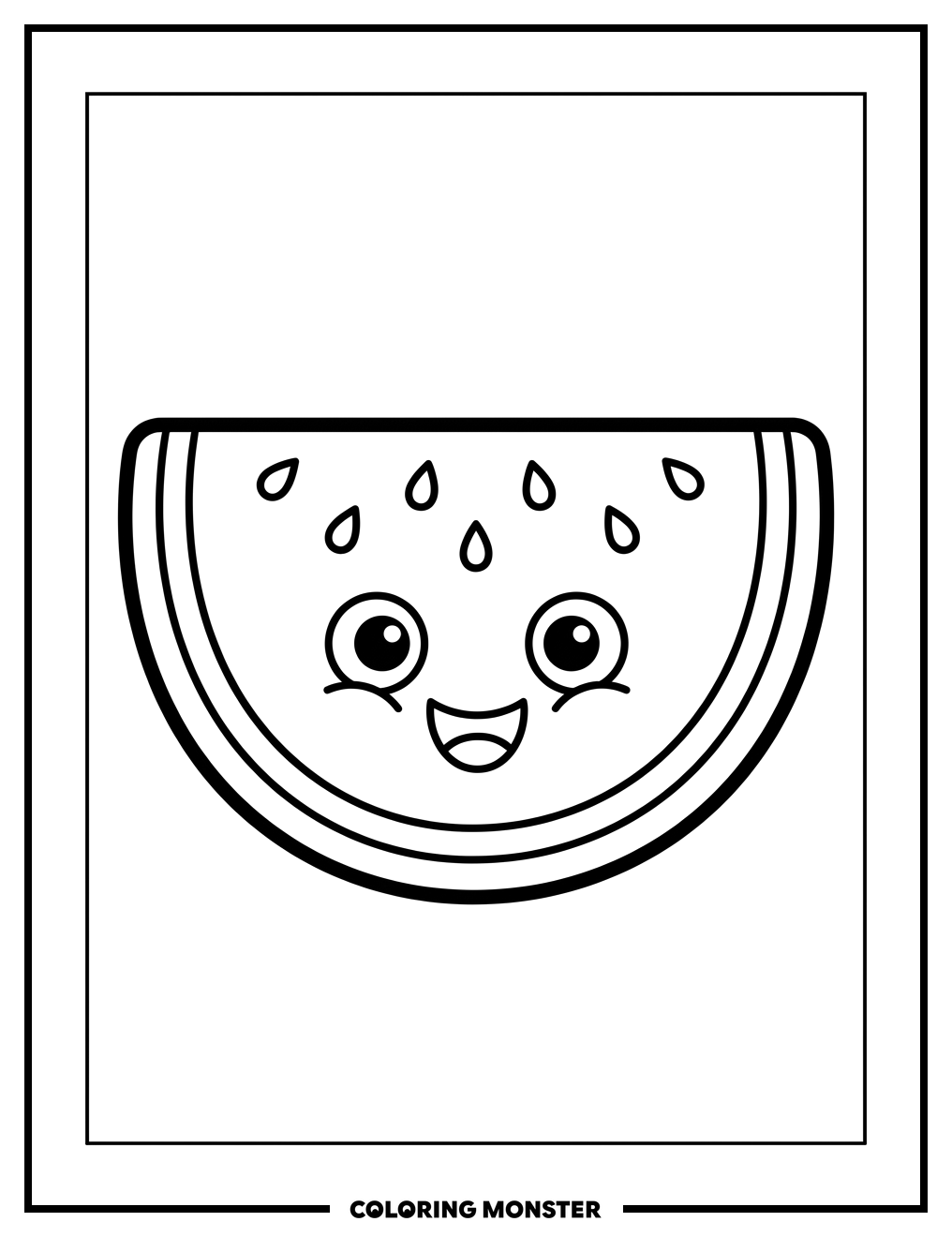 Smiling Watermelon Slice Coloring Page