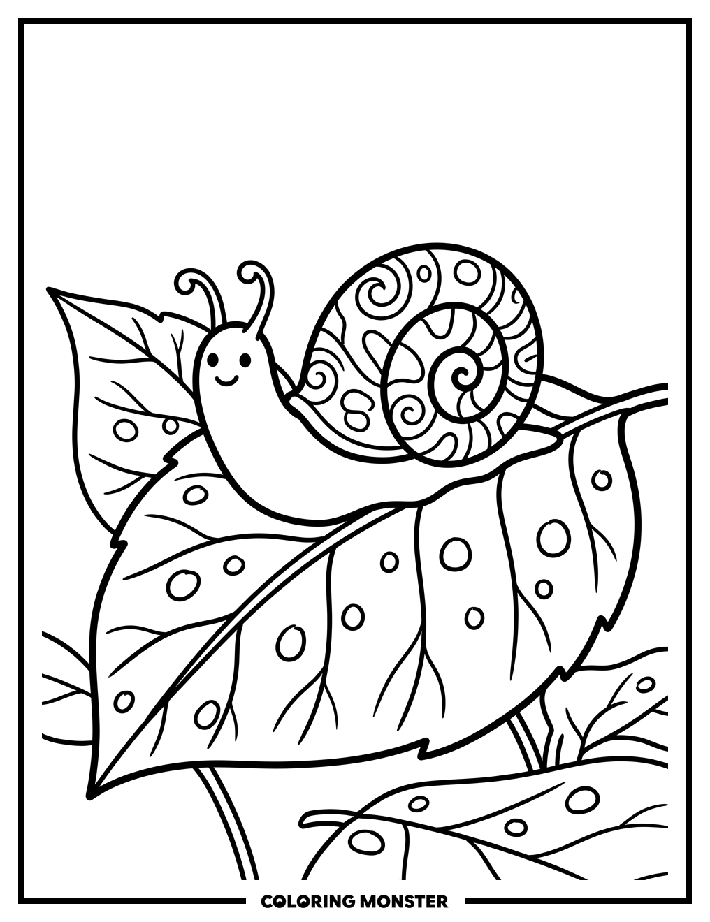 Snail on a Leaf Coloring Page
