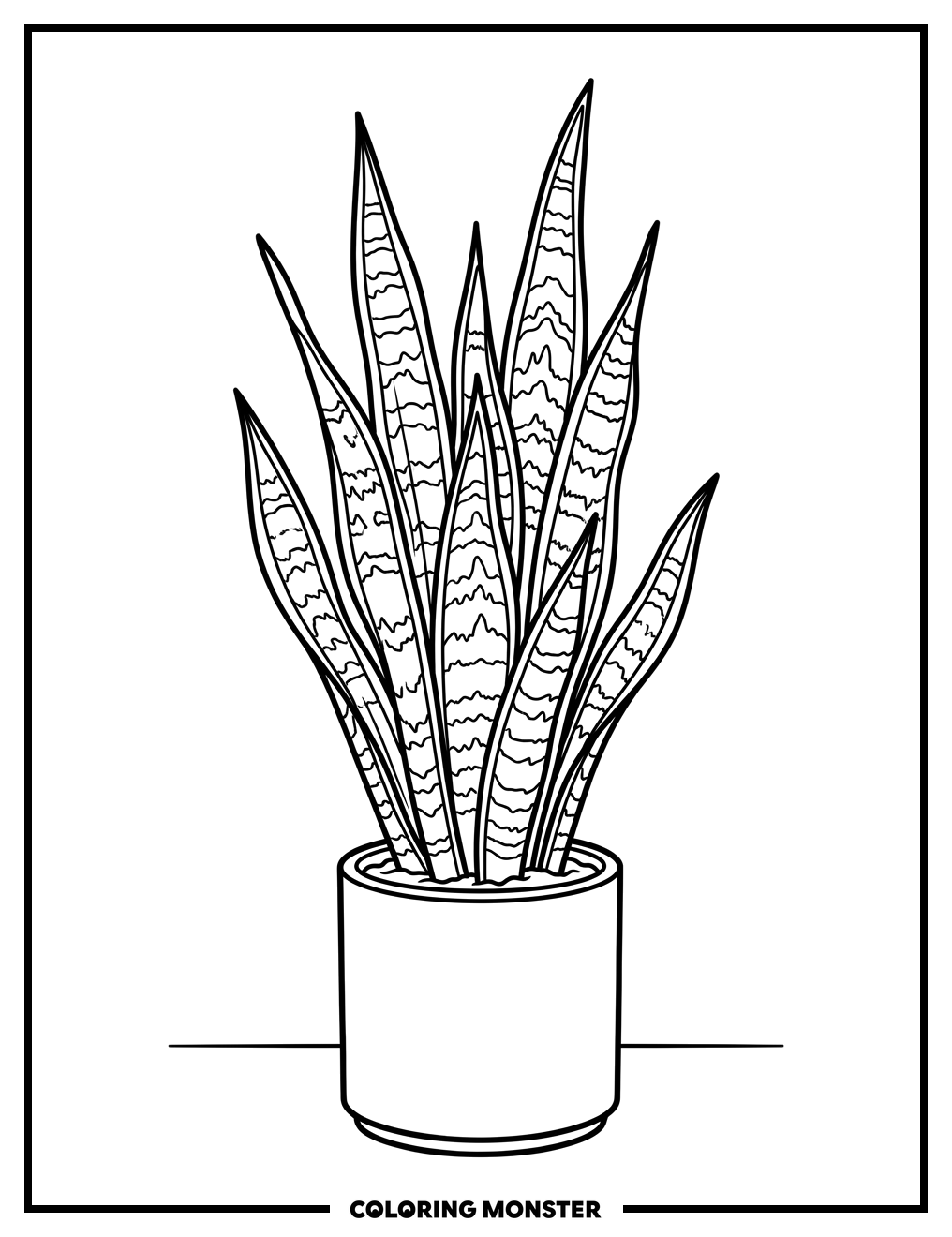 Snake Plant In A Pot Coloring Page