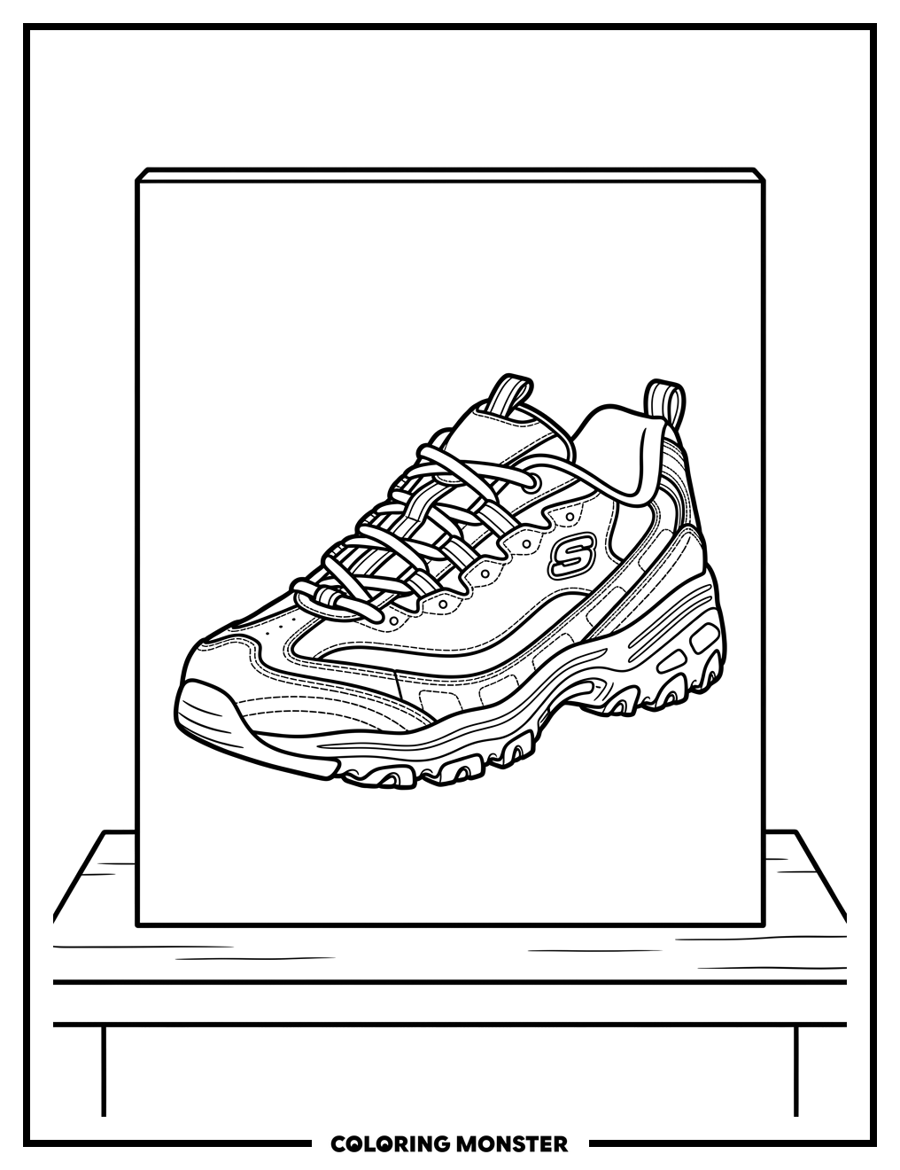Sneaker on a Flat Surface Coloring Page