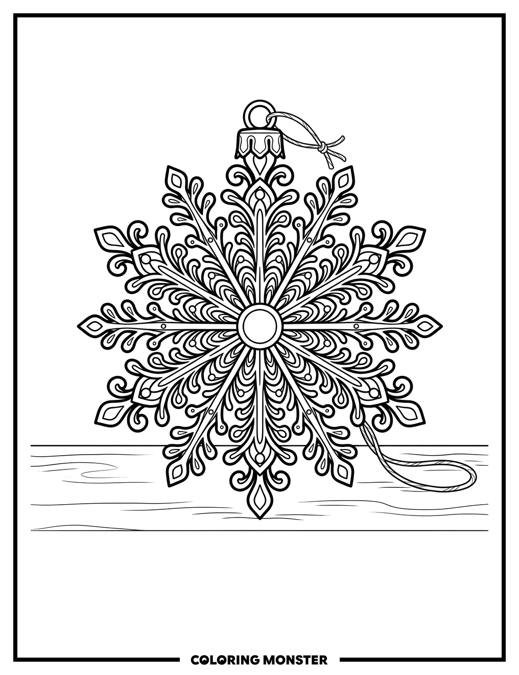 Snowflake Christmas Ornament Coloring Page