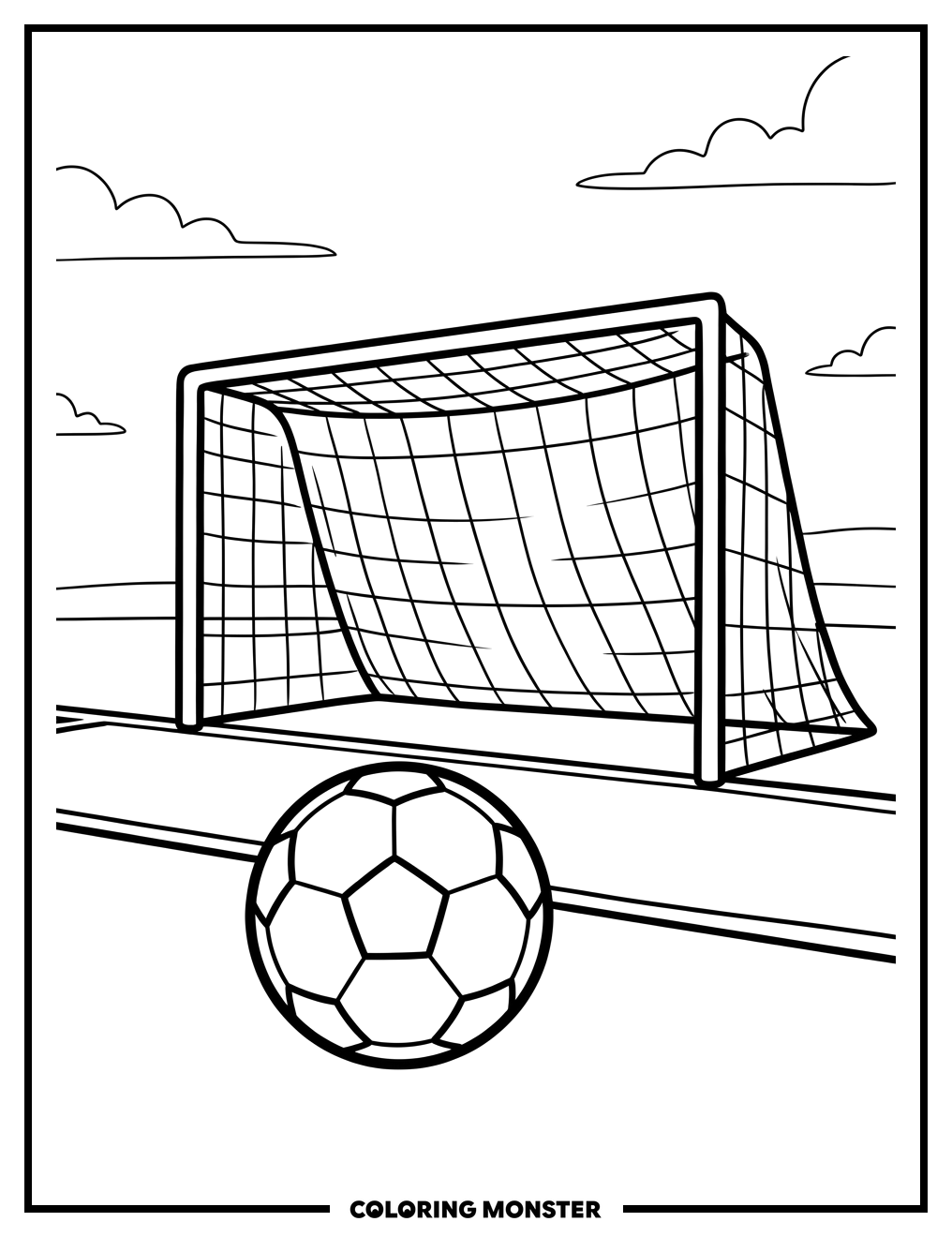 Soccer Ball and Goal Coloring Page
