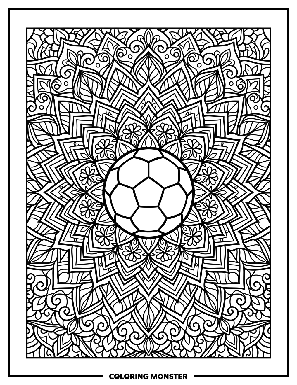 Soccer Ball Mandala Coloring Page