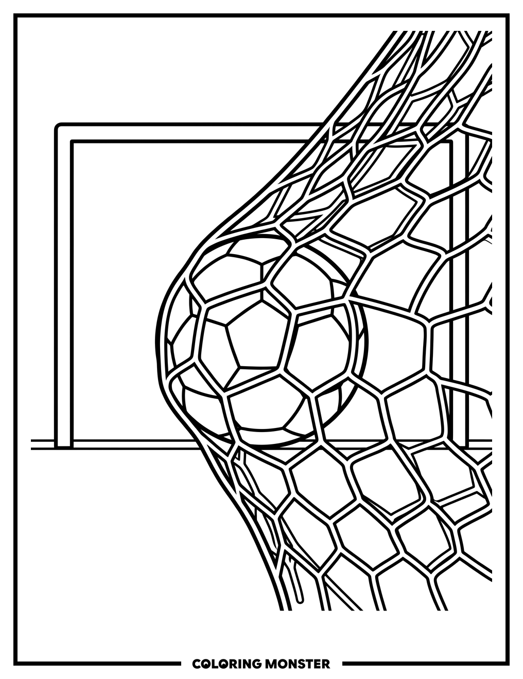 Soccer Ball Scores Goal Coloring Page