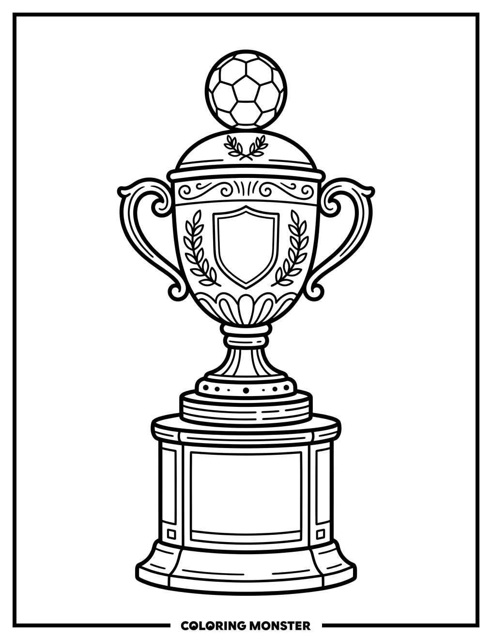 Soccer Trophy on Pedestal Coloring Page