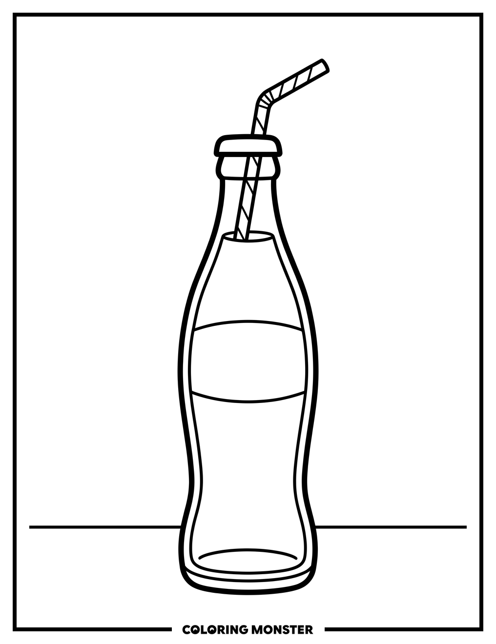 Soda Bottle With Straw Coloring Page