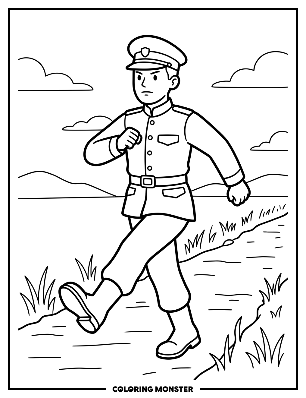 Soldier Marching Forward Coloring Page