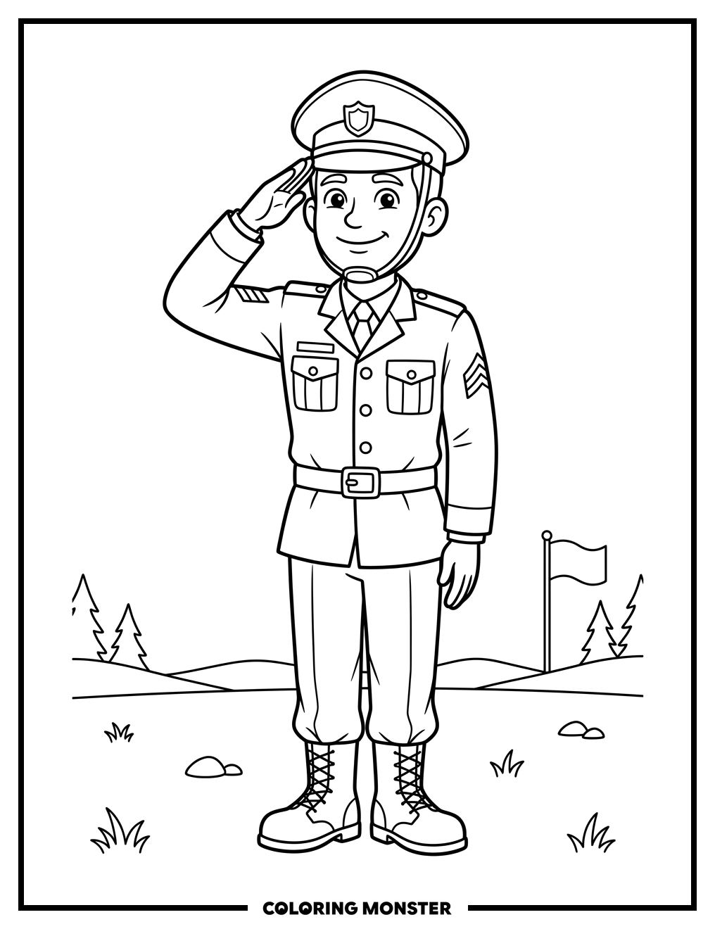 Soldier Saluting Coloring Page