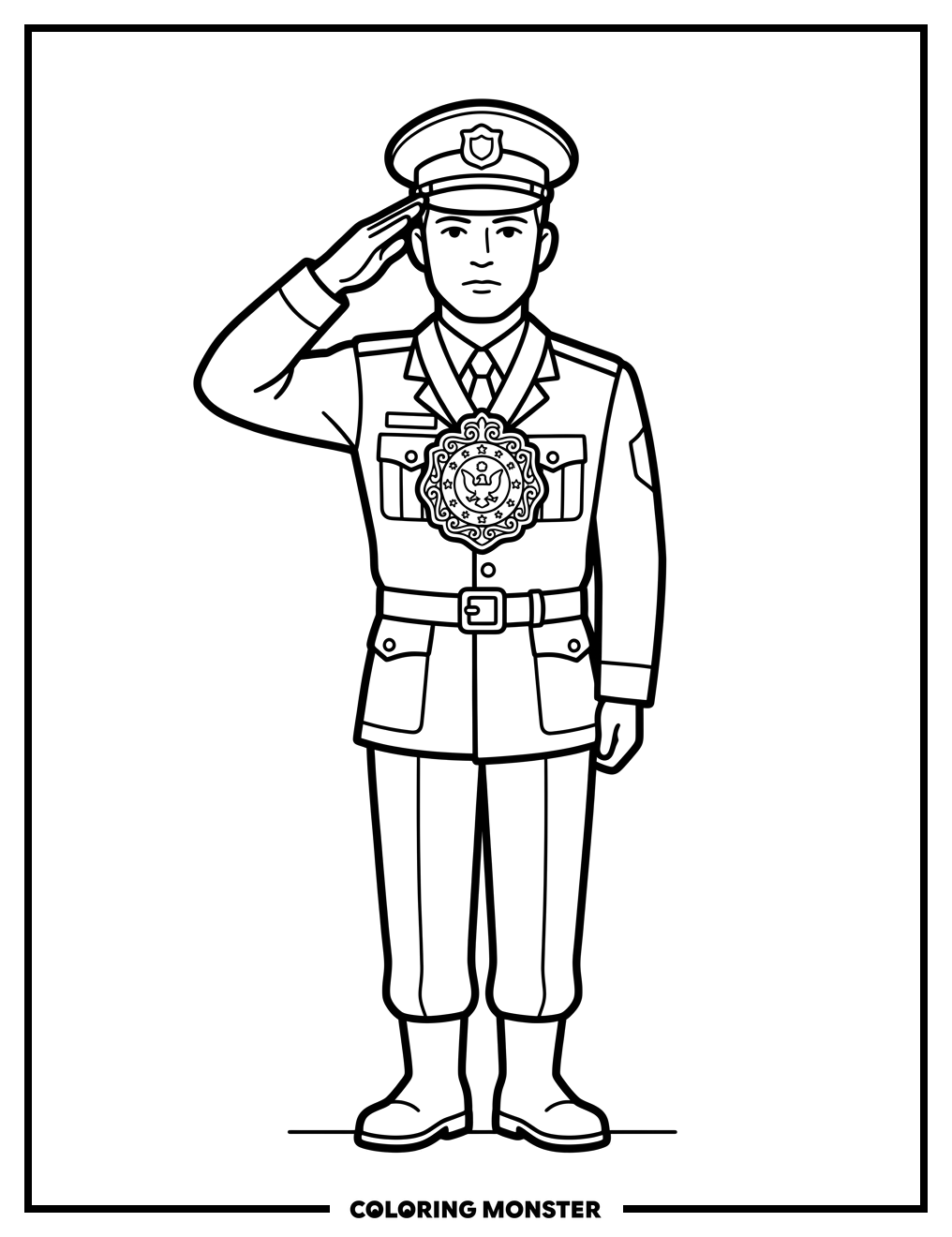 Soldier Standing At Attention Coloring Page