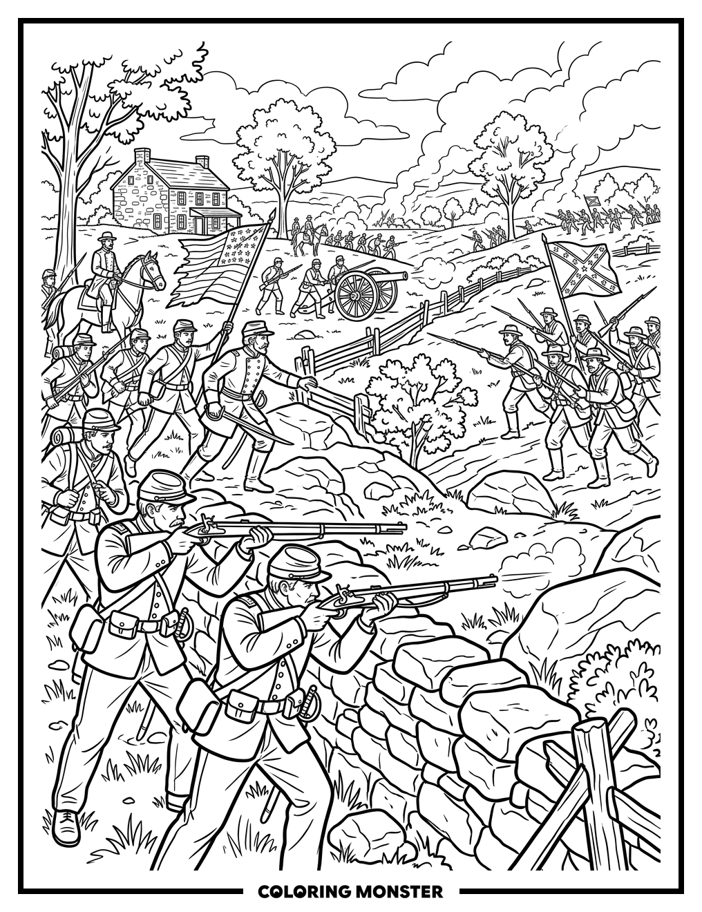 Soldiers at Gettysburg Coloring Page