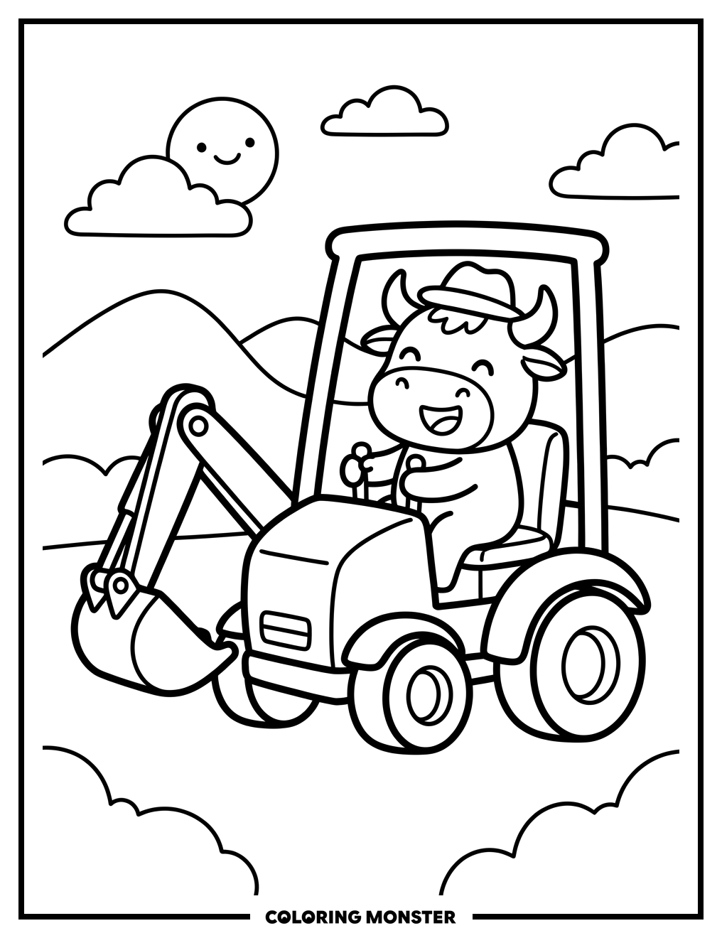 Son Uva Driving A Toy Digger Coloring Page