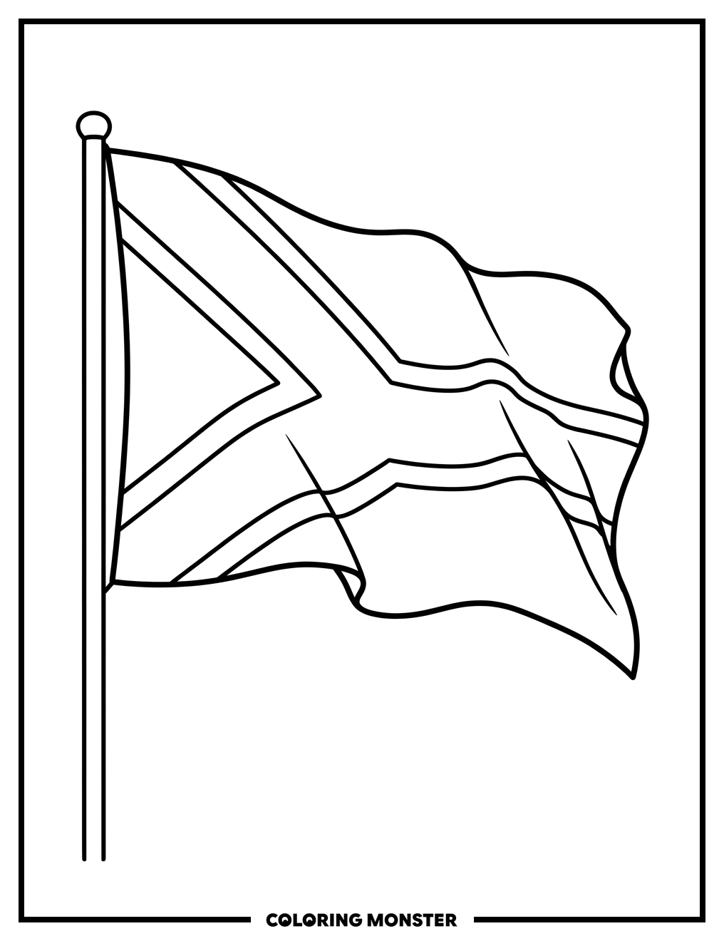 South African Flag Waving Coloring Page