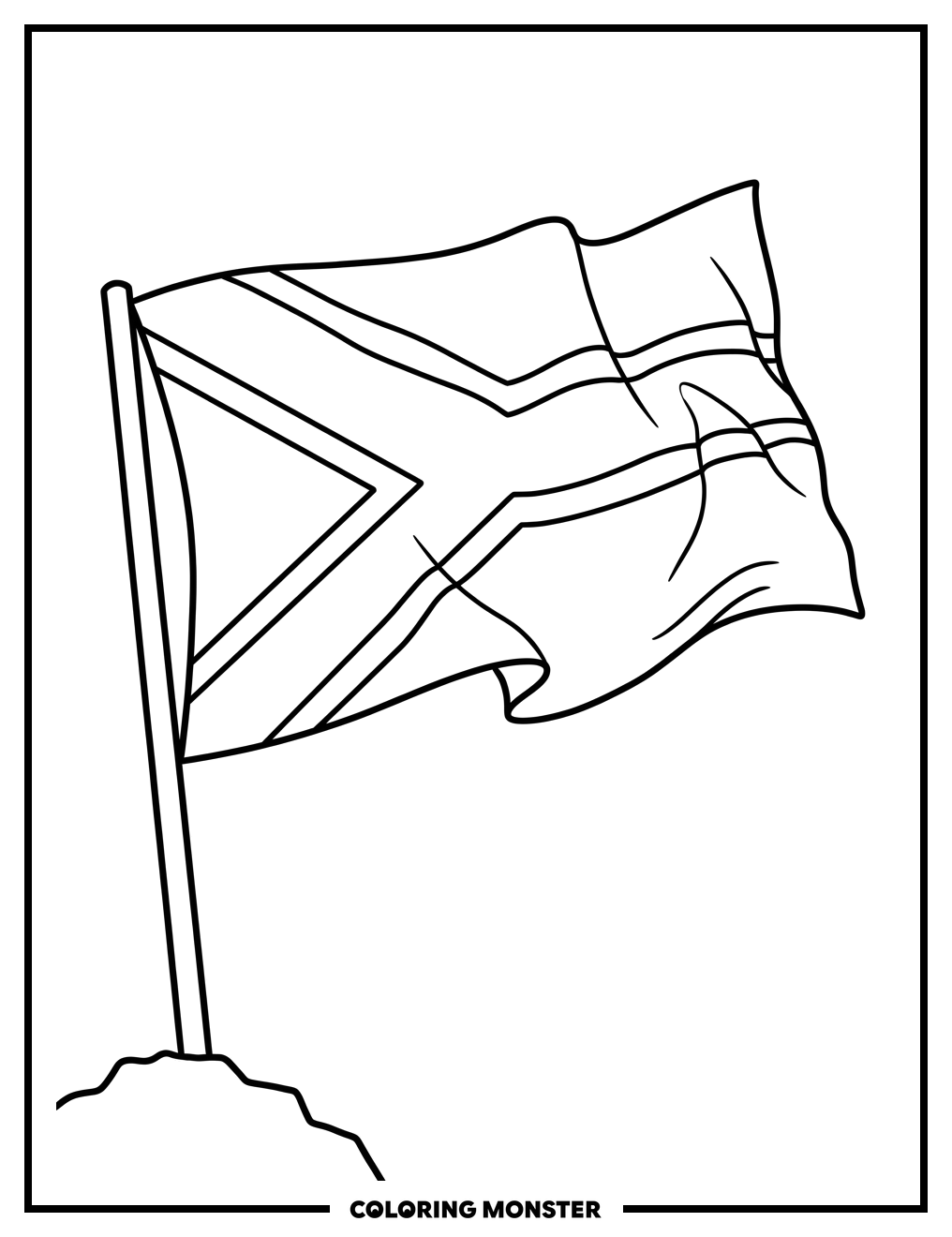 South African Flag Waving Coloring Page