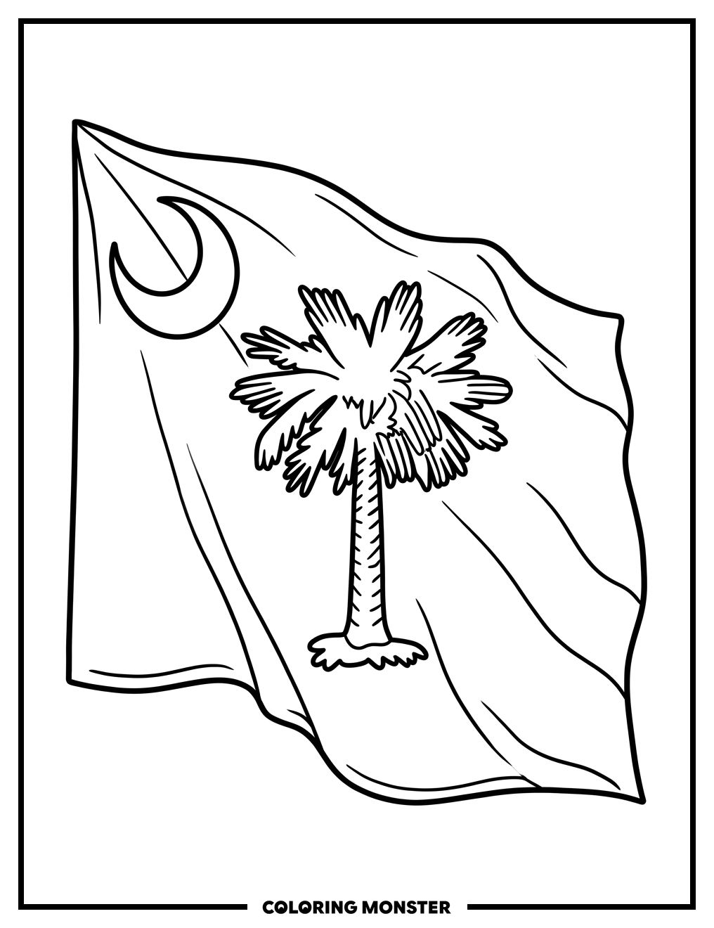 South Carolina Palmetto Flag Coloring Page