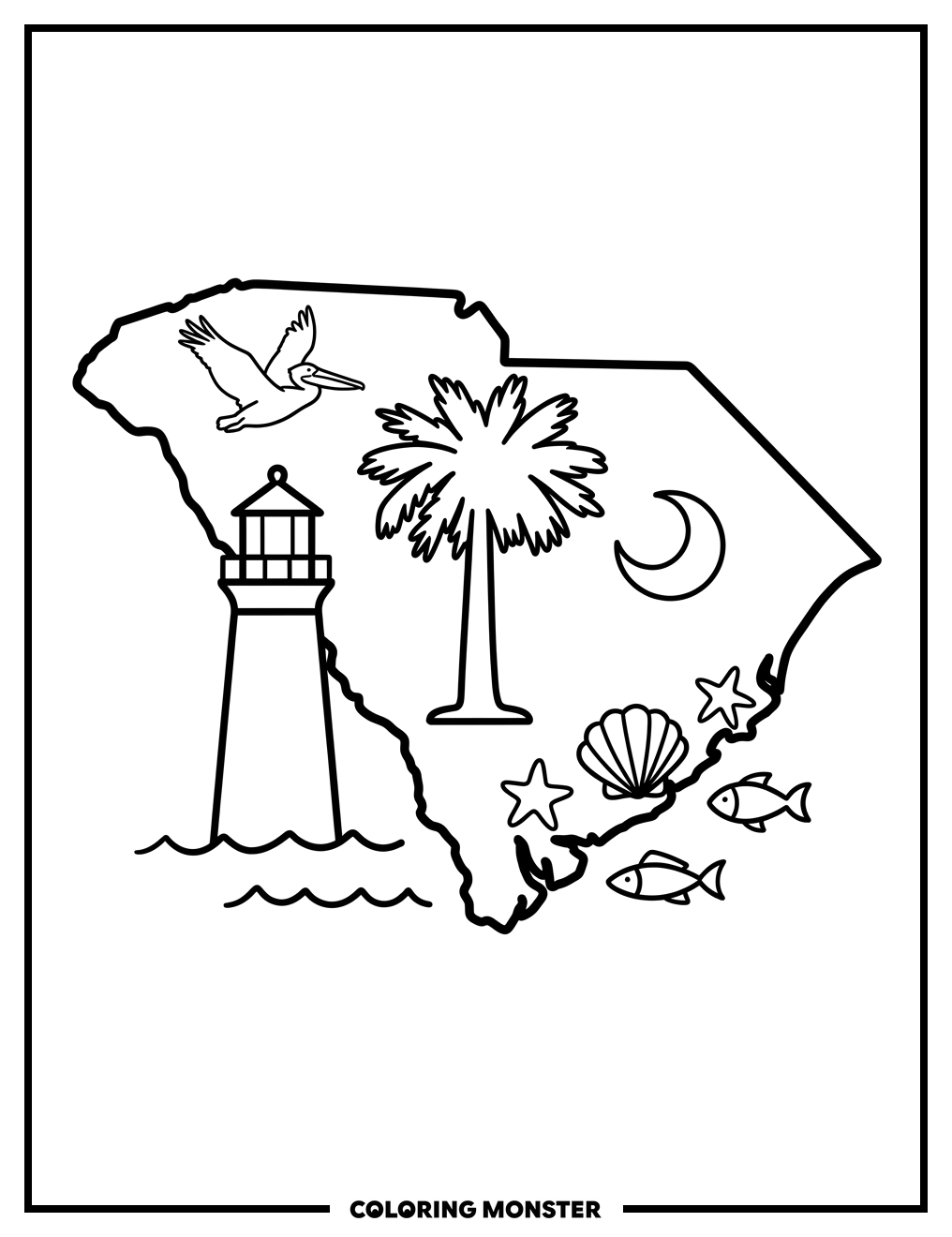 South Carolina State Symbols Coloring Page