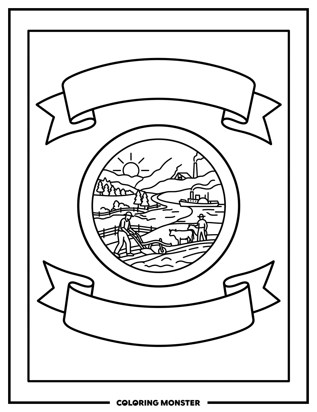 South Dakota State Flag Coloring Page