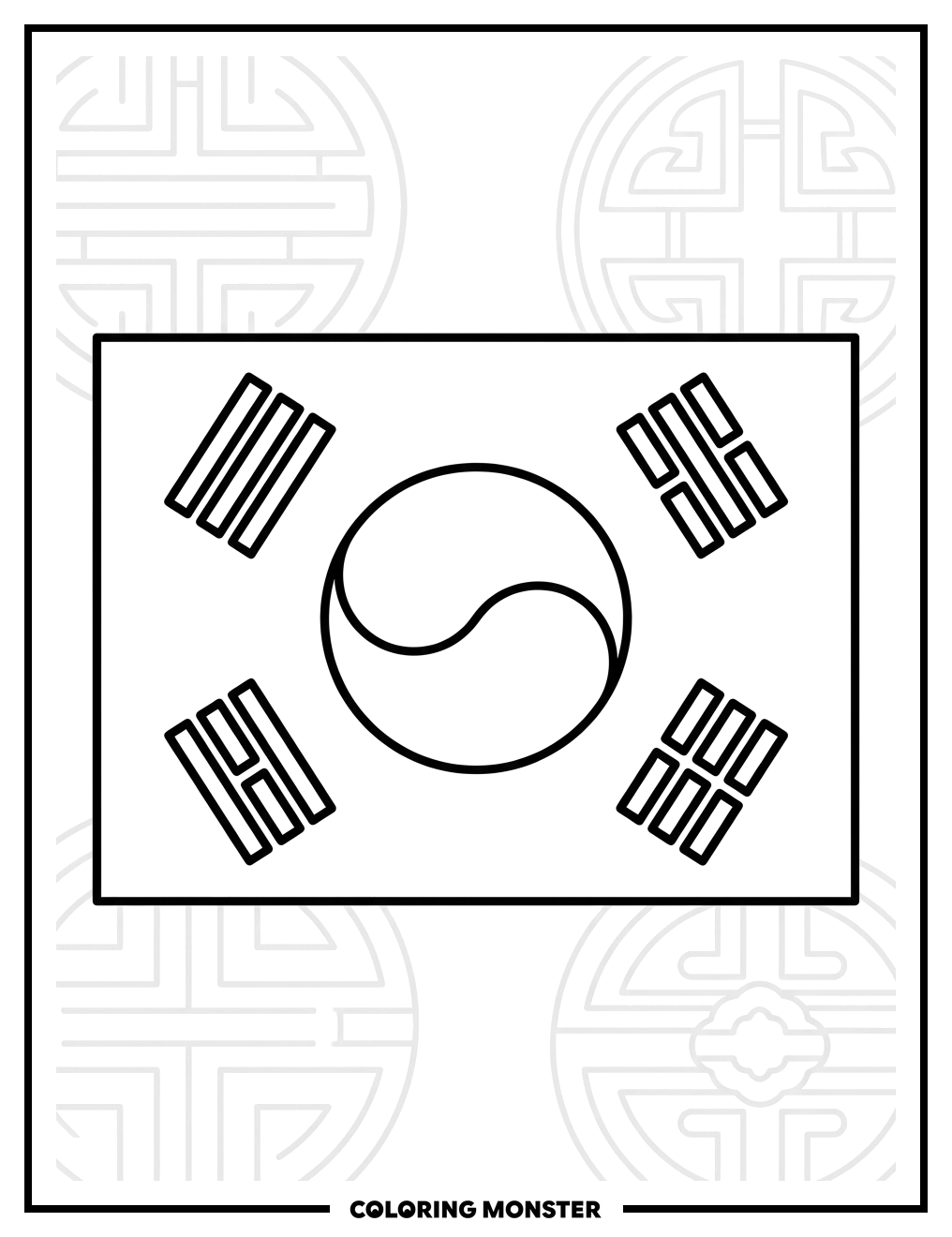 South Korean Flag Coloring Page