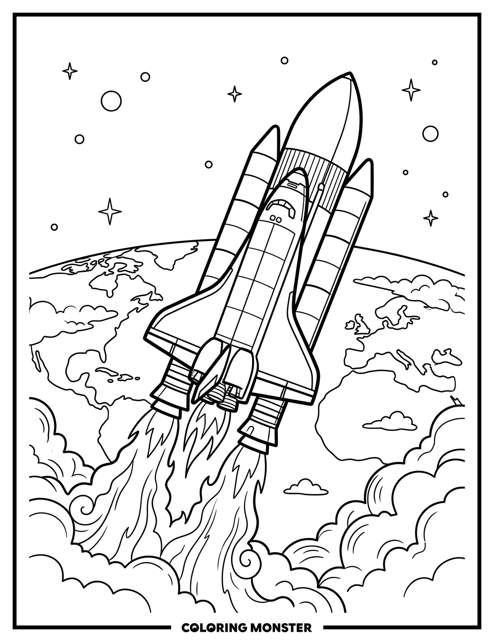 Space Shuttle Launch Coloring Page