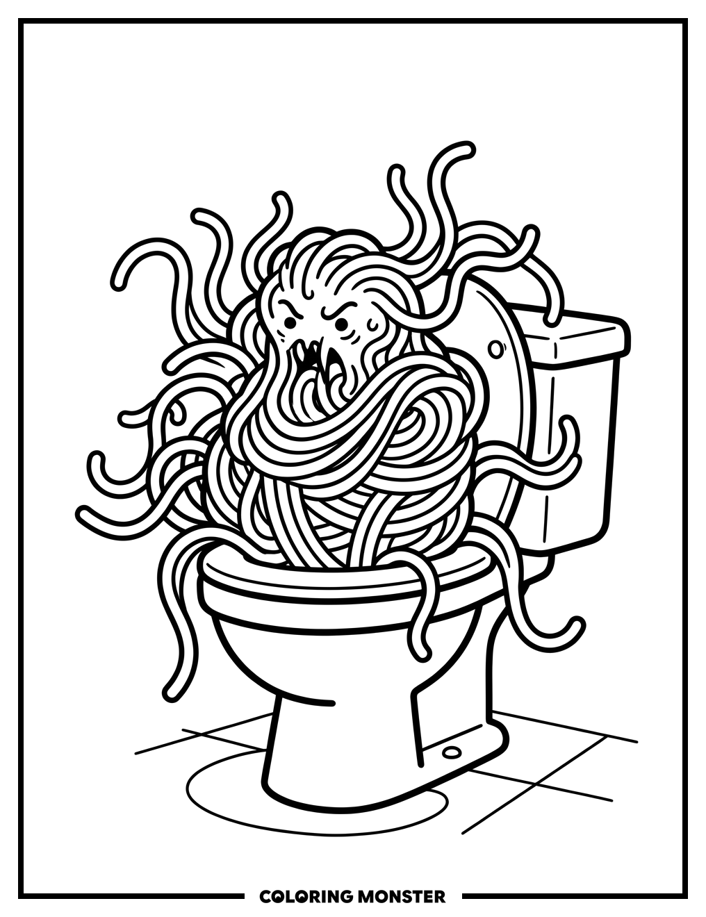 Spaghetti Monster From Toilet Coloring Page
