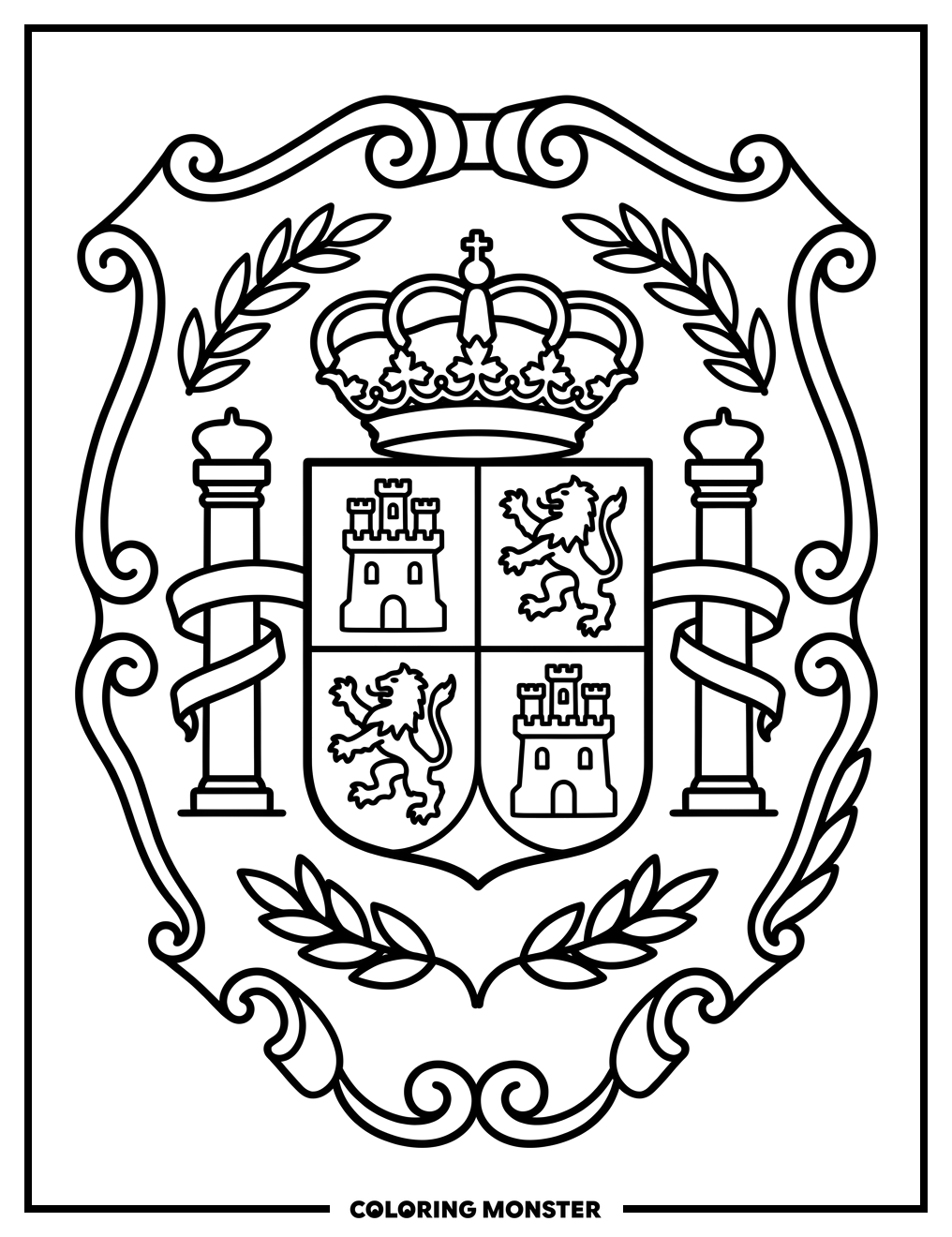 Spanish Coat of Arms Coloring Page