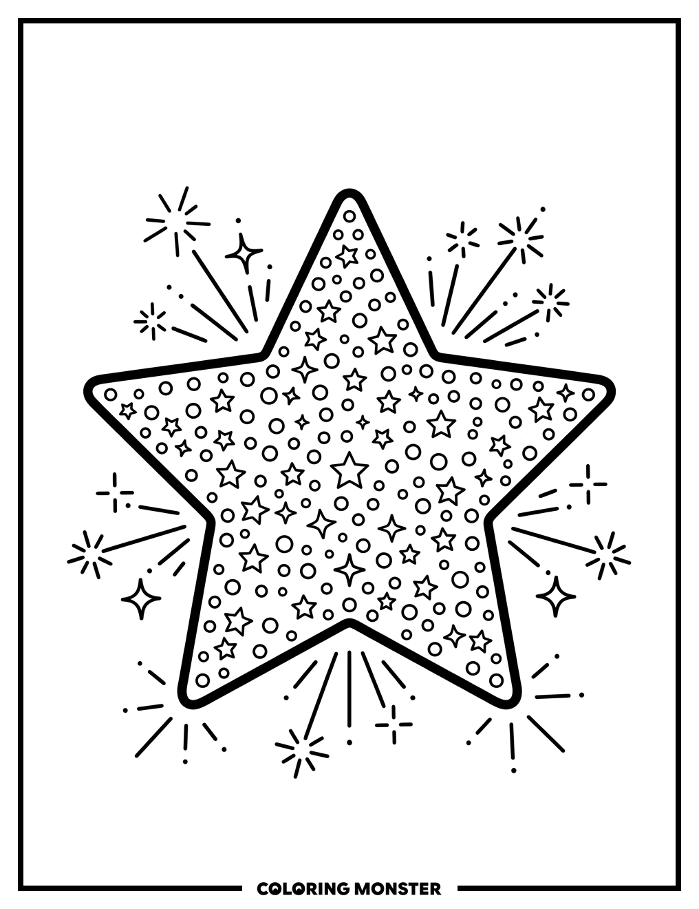 Sparkling Glitter Star Coloring Page