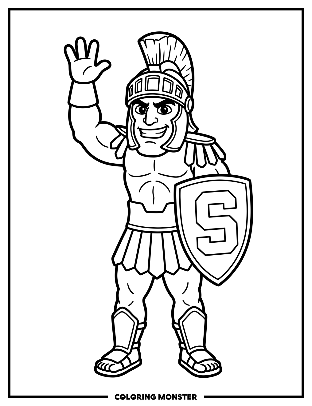 Sparty the Spartan Mascot Coloring Page