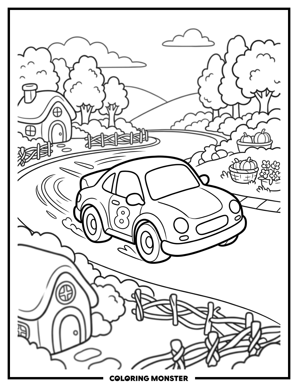 Speedy Race Car Coloring Page
