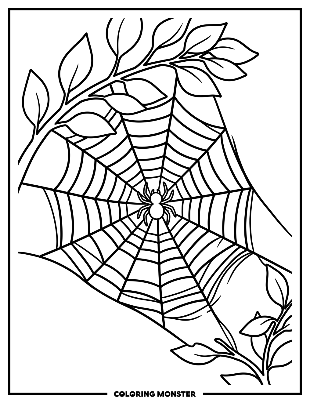 Spider in Its Web Coloring Page